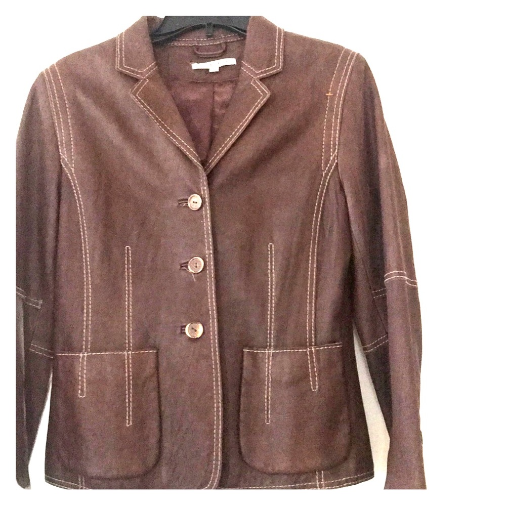 Sharp Brown Leather Jacket - image 1
